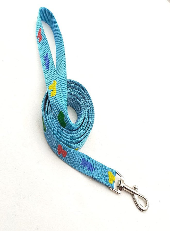 Pups&Pets Dogs Imported Nylon Printed Collar and Leash Set | Adjustable Breakaway Collar | Suitable for All Puppies Breed 15MM (Sky Blue) - Image 3